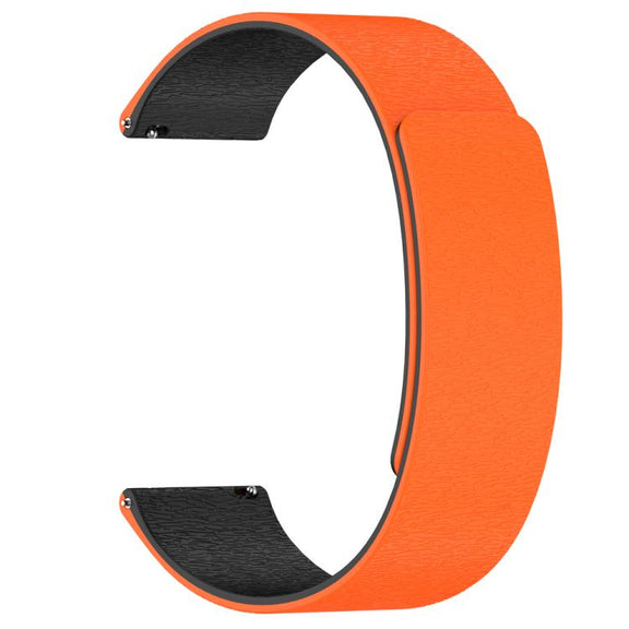 22mm Cloud Wood Grain Silicone Magnetic Watch Band(Orange Black)