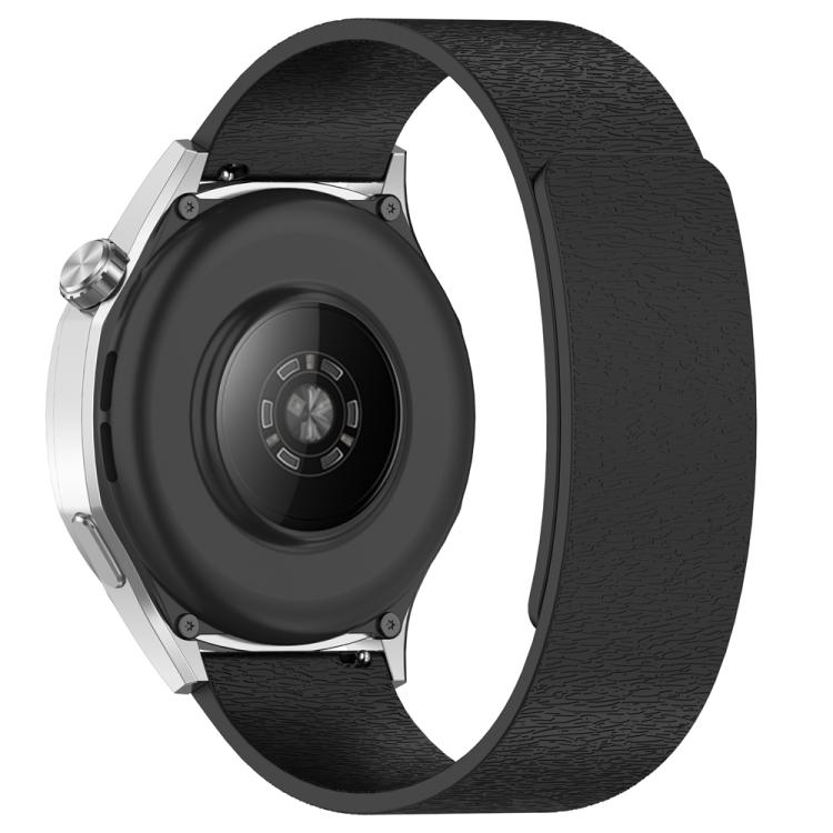 22mm Cloud Wood Grain Silicone Magnetic Watch Band(Black)