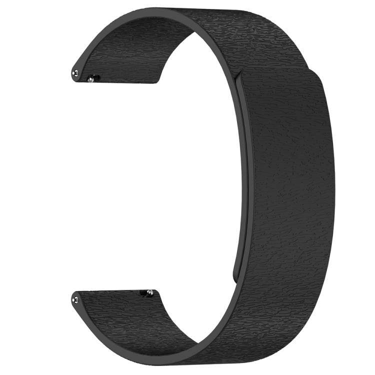 22mm Cloud Wood Grain Silicone Magnetic Watch Band(Black)