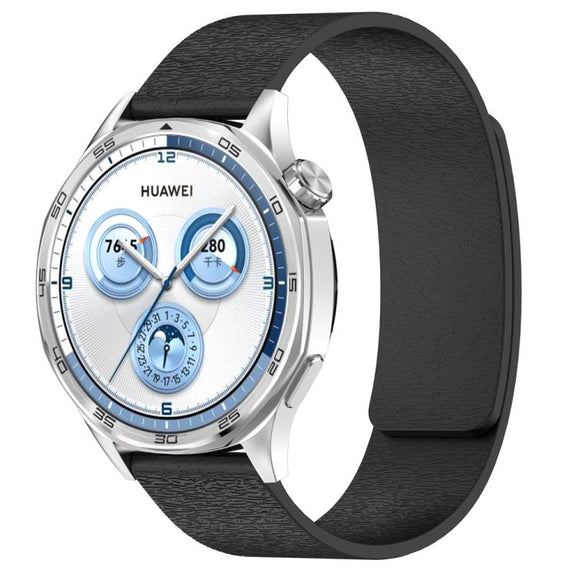 22mm Cloud Wood Grain Silicone Magnetic Watch Band(Black)