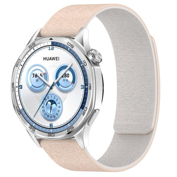 22mm Cloud Wood Grain Silicone Magnetic Watch Band(Milk Tea Rock White)