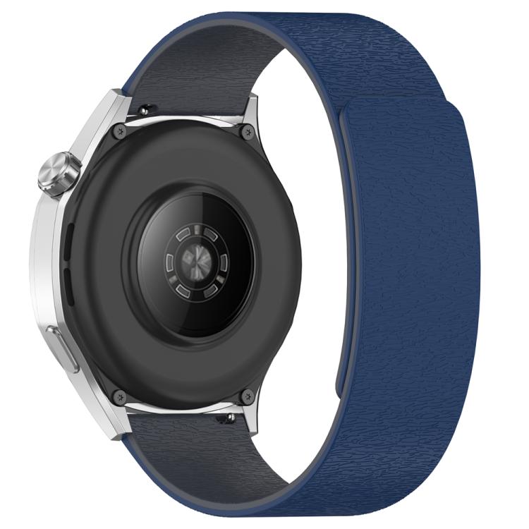 22mm Cloud Wood Grain Silicone Magnetic Watch Band(Midnight Blue Grey)