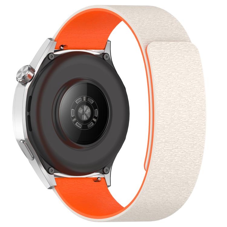 22mm Cloud Wood Grain Silicone Magnetic Watch Band(Starlight Orange)