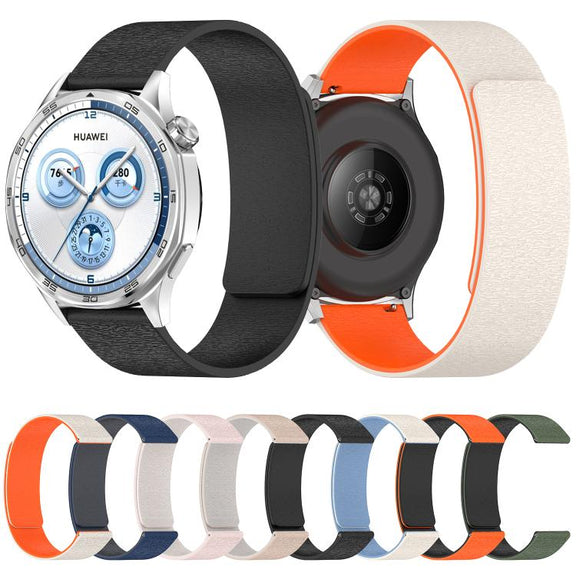 22mm Cloud Wood Grain Silicone Magnetic Watch Band(Milk Tea Rock White)