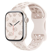 For Apple Watch 46mm / 49mm / 45mm / 44mm Dog Paw Bones Butterfly Buckle Silicone Watch Band(Light Peach Pink)