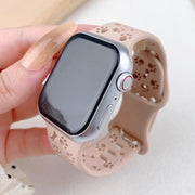 For Apple Watch 46mm / 49mm / 45mm / 44mm Dog Paw Bones Butterfly Buckle Silicone Watch Band(Official Pink)