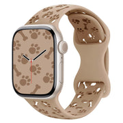 For Apple Watch 42mm / 41mm / 40mm / 38mm Dog Paw Bones Butterfly Buckle Silicone Watch Band(Milk Tea)