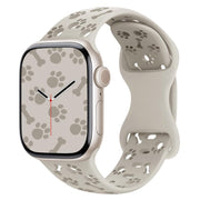 For Apple Watch 42mm / 41mm / 40mm / 38mm Dog Paw Bones Butterfly Buckle Silicone Watch Band(Starlight)