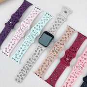 For Apple Watch 46mm / 49mm / 45mm / 44mm Dog Paw Bones Butterfly Buckle Silicone Watch Band(Dark Purple)