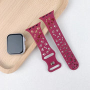 For Apple Watch 42mm / 41mm / 40mm / 38mm Dog Paw Bones Butterfly Buckle Silicone Watch Band(Light Peach Pink)