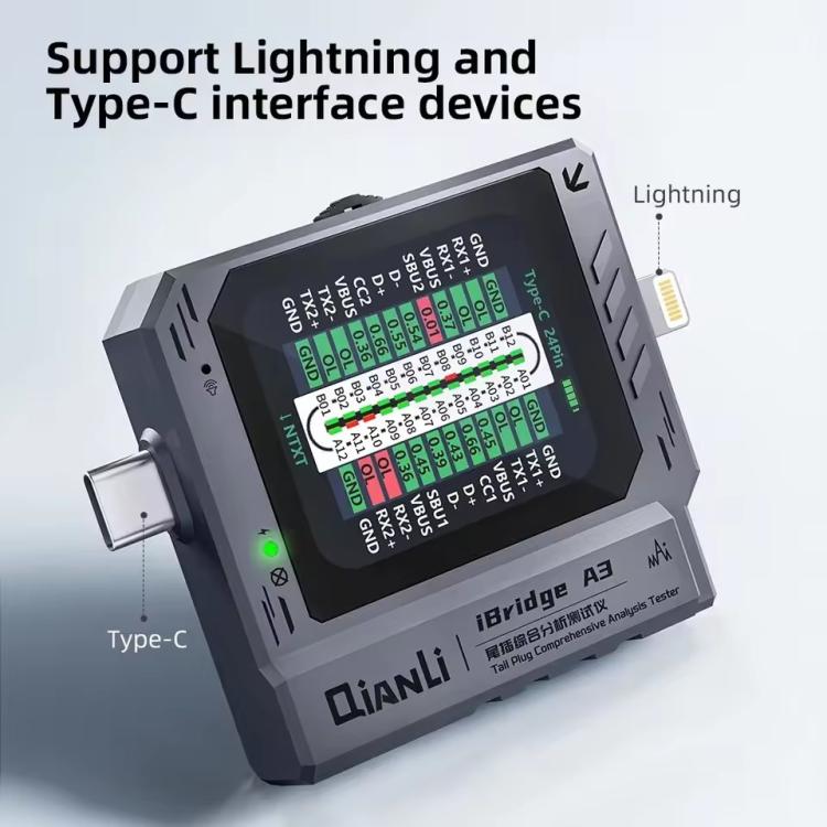 Qianli iBridge A3 Tail Plug Comprehensive Analysis Tester for Lightning & Type-C Interface Devices