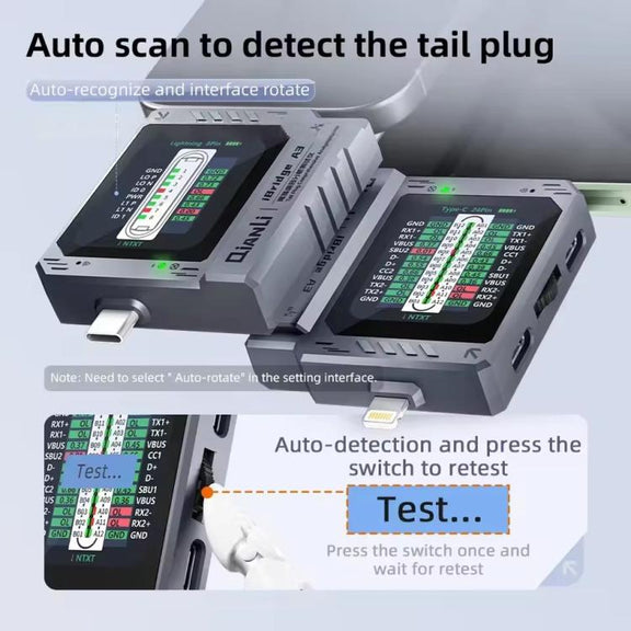 Qianli iBridge A3 Tail Plug Comprehensive Analysis Tester for Lightning & Type-C Interface Devices