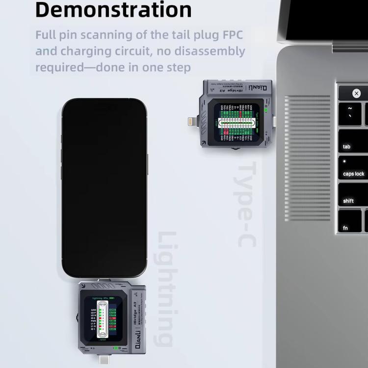 Qianli iBridge A3 Tail Plug Comprehensive Analysis Tester for Lightning & Type-C Interface Devices - free shipping - PMC TechLife - Order now!