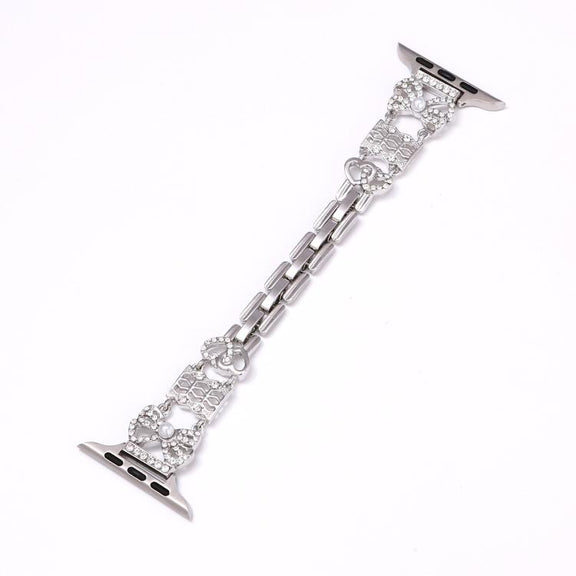 For Apple Watch 42mm / 41mm / 40mm / 38mm Bow Jewelry Buckle Stainless Steel Watch Band(Silver)