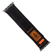For Apple Watch 46mm / 49mm / 45mm / 44mm Denim Nylon Hook and Loop Fastener Canvas Watch Band(Black)