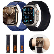 For Apple Watch 46mm / 49mm / 45mm / 44mm Denim Nylon Hook and Loop Fastener Canvas Watch Band(Black)