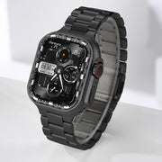 For Apple Watch 46mm / 49mm / 45mm / 44mm Norman Clasp Three-Link Stainless Steel Watch Band(Black)