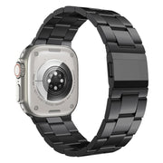 For Apple Watch 46mm / 49mm / 45mm / 44mm Norman Clasp Three-Link Titanium Alloy Watch Band(Black)