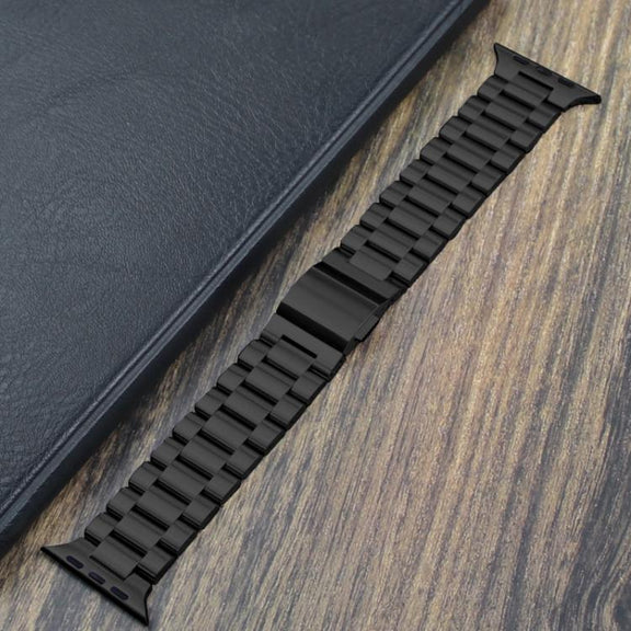 For Apple Watch 46mm / 49mm / 45mm / 44mm Norman Clasp Three-Link Titanium Alloy Watch Band(Black)