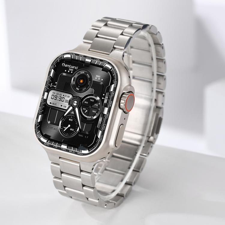 For Apple Watch 46mm / 49mm / 45mm / 44mm Norman Clasp Three-Link Titanium Alloy Watch Band(Silver) - free shipping - PMC TechLife - Order now!