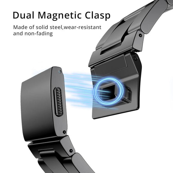 For Apple Watch 46mm / 49mm / 45mm / 44mm Norman Clasp Three-Link Titanium Alloy Watch Band(Black)
