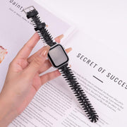 For Apple Watch 46mm / 49mm / 45mm / 44mm Retro Stitched Wool Genuine Leather Watch Band(Black)