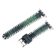 For Apple Watch 46mm / 49mm / 45mm / 44mm Retro Stitched Wool Genuine Leather Watch Band(Green)