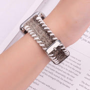 For Apple Watch 42mm / 41mm / 40mm / 38mm Retro Stitched Wool Genuine Leather Watch Band(Coffee)