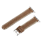 For Apple Watch 42mm / 41mm / 40mm / 38mm Retro Stitched Wool Genuine Leather Watch Band(Beige Brown)