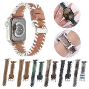 For Apple Watch 42mm / 41mm / 40mm / 38mm Retro Stitched Wool Genuine Leather Watch Band(Coffee)