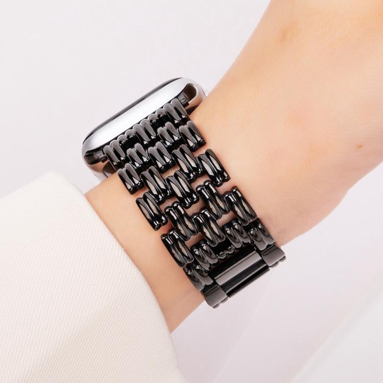 For Apple Watch 42mm / 41mm / 40mm / 38mm Five-bead Stripe Stainless Steel Watch Band(Black)