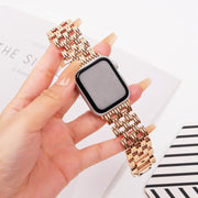 For Apple Watch 42mm / 41mm / 40mm / 38mm Five-bead Stripe Stainless Steel Watch Band(Rose Gold)