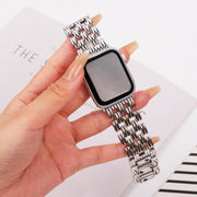 For Apple Watch 42mm / 41mm / 40mm / 38mm Five-bead Stripe Stainless Steel Watch Band(Silver)