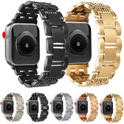 For Apple Watch 46mm / 49mm / 45mm / 44mm Five-bead Stripe Stainless Steel Watch Band(Black)