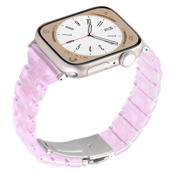 For Apple Watch 46mm / 49mm / 45mm / 44mm Small Waist Rhombus Three-bead Resin Watch Band(Gradient Pink)