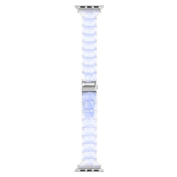 For Apple Watch 46mm / 49mm / 45mm / 44mm Small Waist Rhombus Three-bead Resin Watch Band(Gradient Blue)