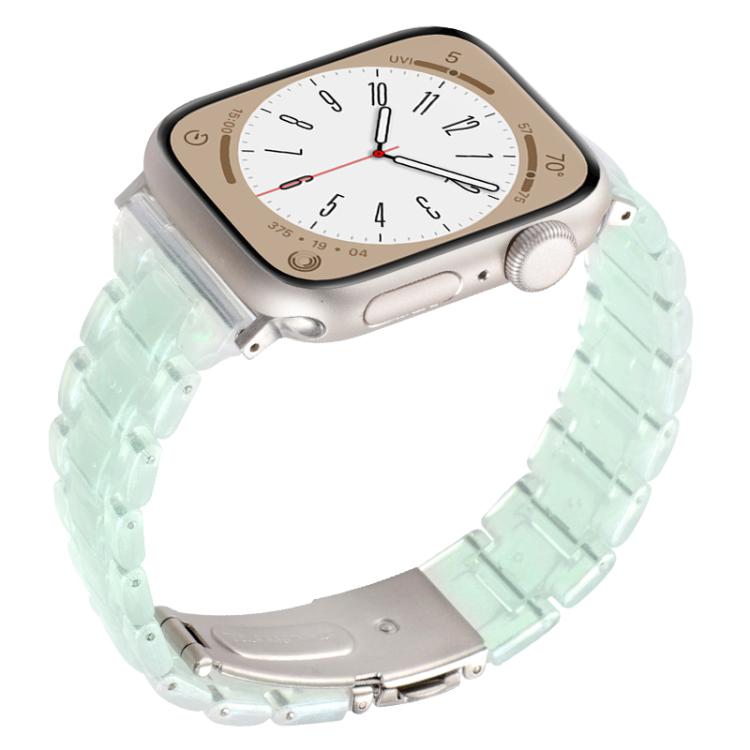 For Apple Watch 46mm / 49mm / 45mm / 44mm Small Waist Rhombus Three-bead Resin Watch Band(Gradient Green)