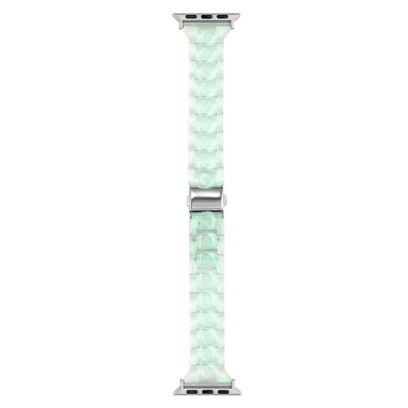 For Apple Watch 46mm / 49mm / 45mm / 44mm Small Waist Rhombus Three-bead Resin Watch Band(Gradient Green)