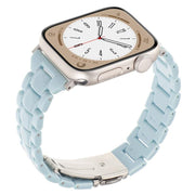 For Apple Watch 46mm / 49mm / 45mm / 44mm Small Waist Rhombus Three-bead Resin Watch Band(Turquoize)