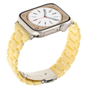 For Apple Watch 46mm / 49mm / 45mm / 44mm Small Waist Rhombus Three-bead Resin Watch Band(Lemon Yellow)