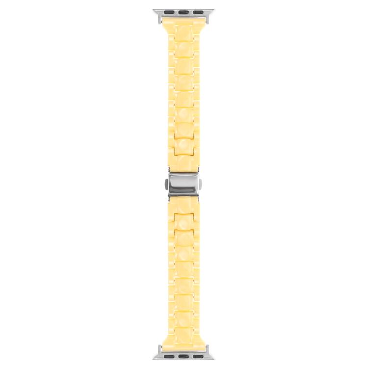 For Apple Watch 46mm / 49mm / 45mm / 44mm Small Waist Rhombus Three-bead Resin Watch Band(Lemon Yellow)