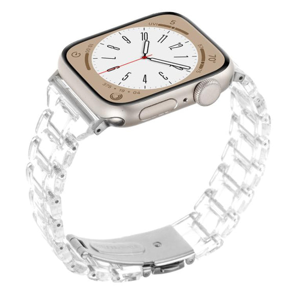 For Apple Watch 46mm / 49mm / 45mm / 44mm Small Waist Rhombus Three-bead Resin Watch Band(Transparent)