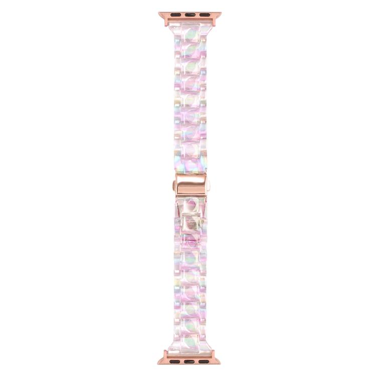 For Apple Watch 46mm / 49mm / 45mm / 44mm Small Waist Rhombus Three-bead Resin Watch Band(Colorful)