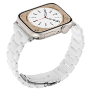 For Apple Watch 46mm / 49mm / 45mm / 44mm Small Waist Rhombus Three-bead Resin Watch Band(White)