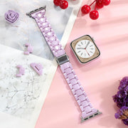 For Apple Watch 46mm / 49mm / 45mm / 44mm Small Waist Rhombus Three-bead Resin Watch Band(Purple)
