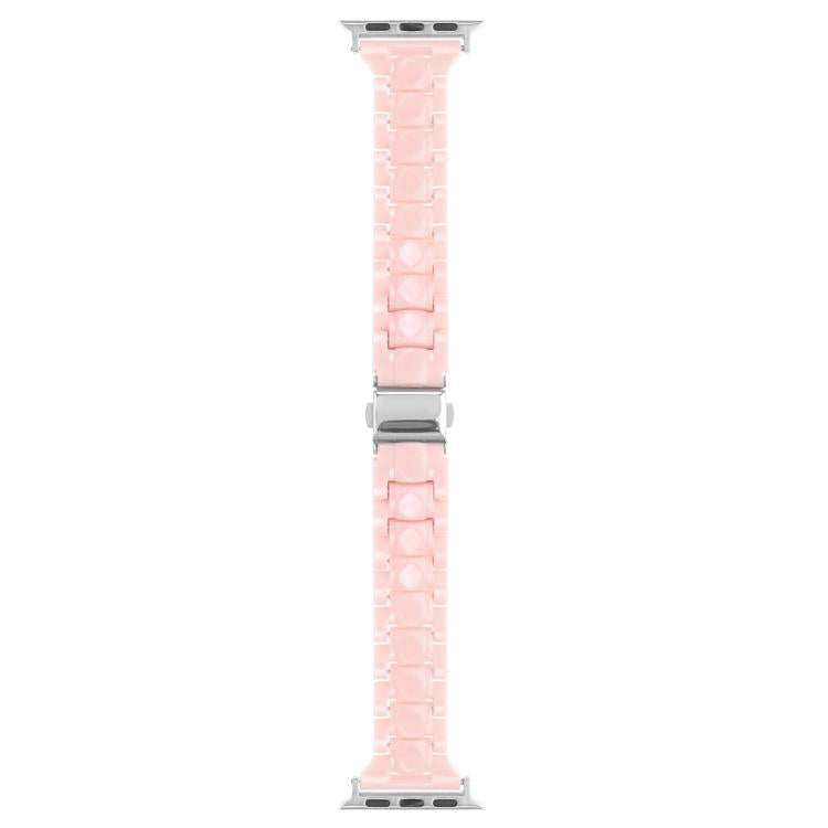 For Apple Watch 46mm / 49mm / 45mm / 44mm Small Waist Rhombus Three-bead Resin Watch Band(Pink)