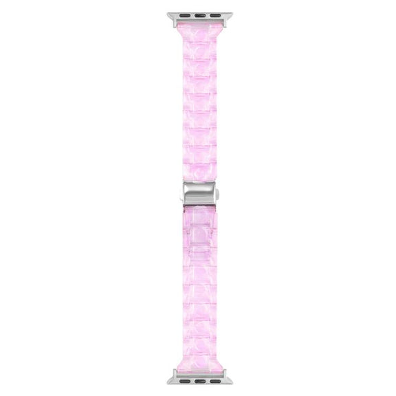 For Apple Watch 42mm / 41mm / 40mm / 38mm Small Waist Rhombus Three-bead Resin Watch Band(Gradient Pink)