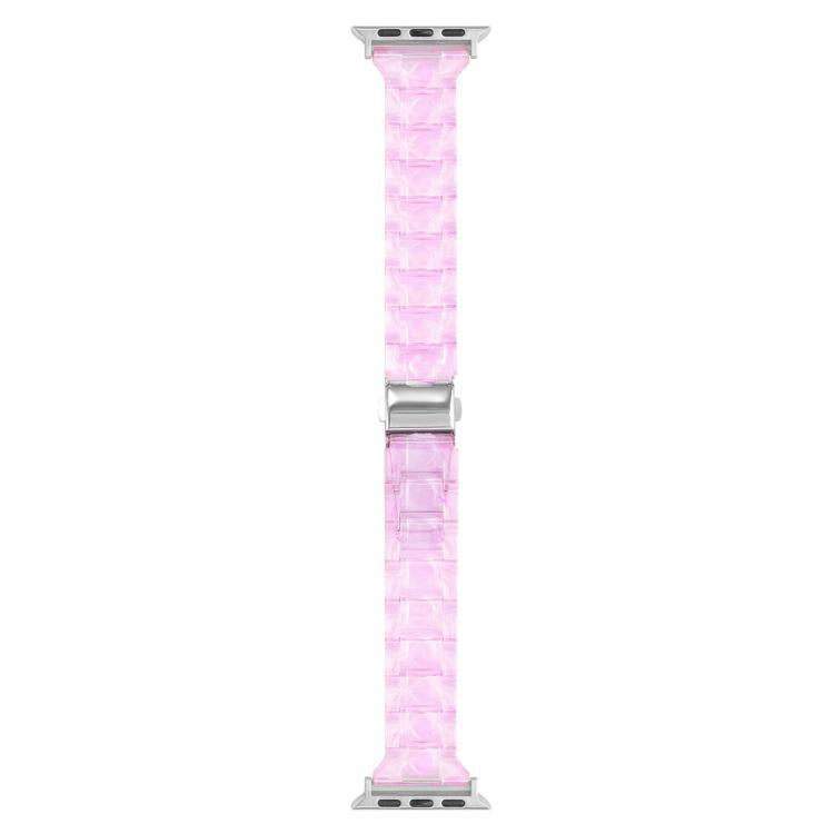 For Apple Watch 42mm / 41mm / 40mm / 38mm Small Waist Rhombus Three-bead Resin Watch Band(Gradient Pink)