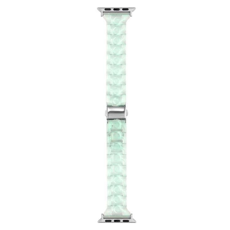 For Apple Watch 42mm / 41mm / 40mm / 38mm Small Waist Rhombus Three-bead Resin Watch Band(Gradient Green)