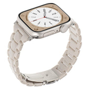 For Apple Watch 42mm / 41mm / 40mm / 38mm Small Waist Rhombus Three-bead Resin Watch Band(Milk Tea)